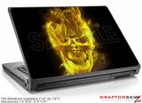 Medium Laptop Skin Flaming Fire Skull Yellow