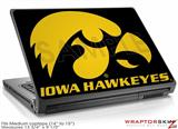 Medium Laptop Skin Iowa Hawkeyes Gold on Black