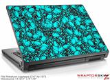 Medium Laptop Skin Scattered Skulls Neon Teal