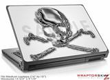 Medium Laptop Skin Chrome Skull on White