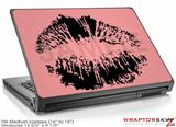 Medium Laptop Skin Big Kiss Lips Black on Pink