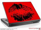 Medium Laptop Skin Big Kiss Lips Black on Red