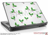 Medium Laptop Skin Christmas Holly Leaves on White