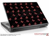 Medium Laptop Skin Pastel Butterflies Red on Black