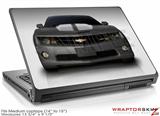 Medium Laptop Skin 2010 Chevy Camaro Cyber Gray - White Stripes