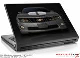 Medium Laptop Skin 2010 Chevy Camaro Cyber Gray - White Stripes on Black