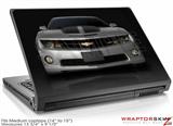 Medium Laptop Skin 2010 Chevy Camaro Silver - Black Stripes on Black