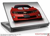 Medium Laptop Skin 2010 Chevy Camaro Victory Red - White Stripes
