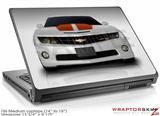 Medium Laptop Skin 2010 Chevy Camaro White - Orange Stripes