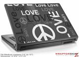 Medium Laptop Skin Love and Peace Gray