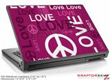 Medium Laptop Skin Love and Peace Hot Pink