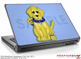 Medium Laptop Skin Puppy Dogs on Blue