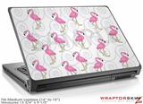 Medium Laptop Skin Flamingos on White