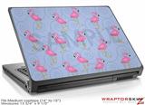 Medium Laptop Skin Flamingos on Blue