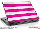 Medium Laptop Skin Kearas Psycho Stripes Hot Pink and White