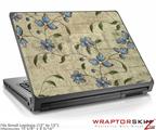 Small Laptop Skin Flowers and Berries Blue
