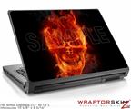 Small Laptop Skin Flaming Fire Skull Orange