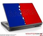 Small Laptop Skin Ripped Colors Blue Red