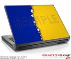 Small Laptop Skin Ripped Colors Blue Yellow