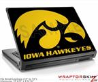 Small Laptop Skin Iowa Hawkeyes Gold on Black