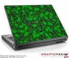 Small Laptop Skin Scattered Skulls Green