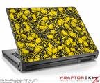 Small Laptop Skin Scattered Skulls Yellow