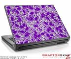 Small Laptop Skin Scattered Skulls Purple