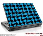 Small Laptop Skin Houndstooth Blue Neon on Black