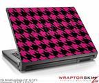 Small Laptop Skin Houndstooth Hot Pink on Black