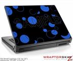 Small Laptop Skin Lots of Dots Blue on Black