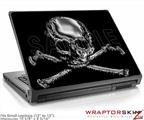 Small Laptop Skin Chrome Skull on Black