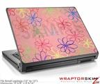 Small Laptop Skin Kearas Flowers on Pink