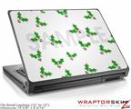 Small Laptop Skin Christmas Holly Leaves on White