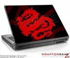 Small Laptop Skin Oriental Dragon Red on Black