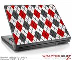 Small Laptop Skin Argyle Red and Gray