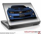 Small Laptop Skin 2010 Chevy Camaro Aqua - Black Stripes