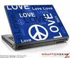 Small Laptop Skin Love and Peace Blue
