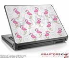 Small Laptop Skin Flamingos on White