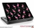 Small Laptop Skin Flamingos on Black