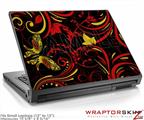 Small Laptop Skin Twisted Garden Red and Yellow