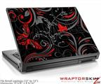 Small Laptop Skin Twisted Garden Gray and Red