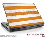 Small Laptop Skin Kearas Psycho Stripes Orange and White