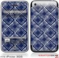 iPhone 3GS Decal Style Skin - Wavey Navy Blue