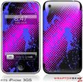 iPhone 3GS Decal Style Skin - Halftone Splatter Blue Hot Pink
