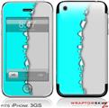 iPhone 3GS Decal Style Skin - Ripped Colors Neon Teal Gray