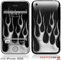 iPhone 3GS Decal Style Skin - Metal Flames Chrome