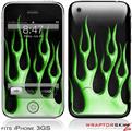 iPhone 3GS Decal Style Skin - Metal Flames Green