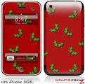 iPhone 3GS Decal Style Skin - Christmas Holly Leaves on Red
