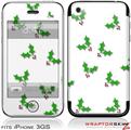 iPhone 3GS Decal Style Skin - Christmas Holly Leaves on White