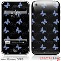 iPhone 3GS Decal Style Skin - Pastel Butterflies Blue on Black